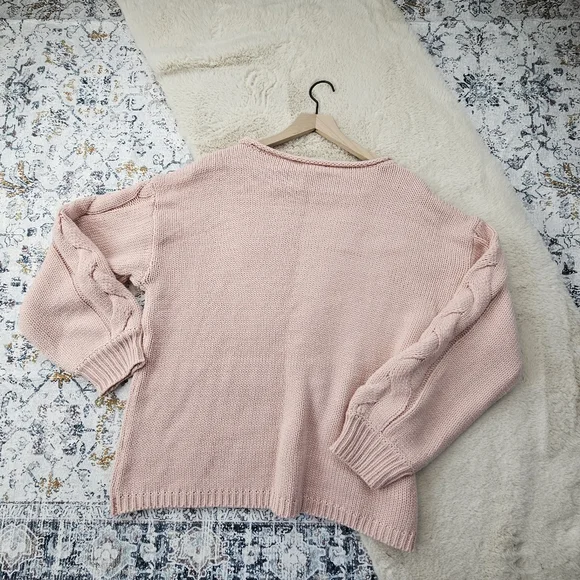 LC Lauren Conrad Pink Rib Knit Pullover Sweater Women Size Large - Picture 8 of 8